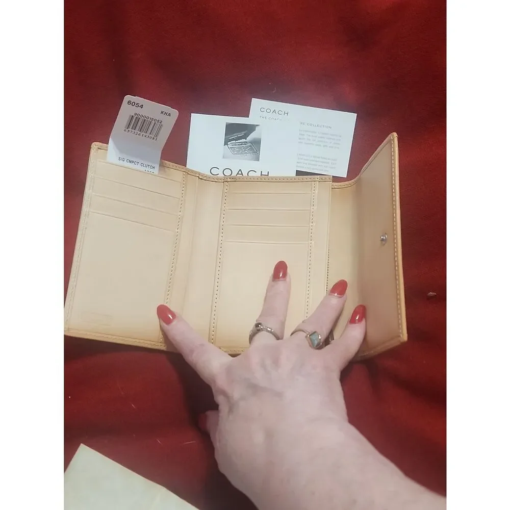 Coach Beige Trifold Leather Wallet